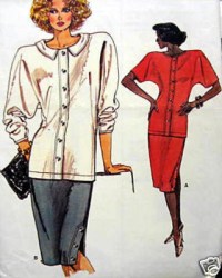 9510 EZ VOGUE BUTTON SS-LS TOP,SIDE SLIT SKIRT PATTERN 6-10