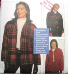 9524  MCCALLS UNLINED BUTTON OR ZIPPY FLEECE JACKETS PATTERN SM-XL UNCUT