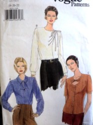 9552 VOGUE EZ SS-LS LOOSE BUTTON/SNAP BLOUSE PATTERN 18-22