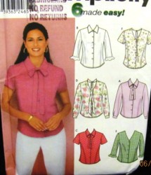 9568 6 EZ BUTTON SS-LS BLOUSES, TIE PATTERN 14-20,6-12