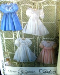 9579 CHILD'S HEIRLOOM BACK BUTTON TIED SS DRESS PATTERN 3-8