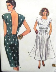 9605 VOGUE STRT- FLARE CAP SLEEVE OPEN BACK DRESS PATTERN 8-12