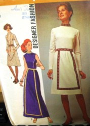 9606 SIMPLICITY  1971 DESIGNER FLARE DRESS LENGTHS SLEEVES  OR NOT PATTERN 16 38, 12 34" B