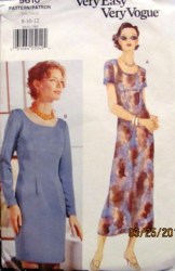 9610 EZ VOGUE EMPIRE A-LINE-TAPER SS-LS DRESS PATTERN 8-12