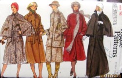 9614 VOGUE LINED GREAT COAT LENGTHS, CAPELET, BELT,  SKIRT PATTERN 16