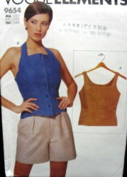 9654 SO EZ VOGUE TANK, HALTER BUTTON TOP PATTERN XS-XL