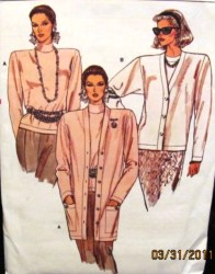 9668 VOGUE KNIT CARDIGAN  LENGTHS, PULLOVER LS TOP PATTERN 8-12; 14-18 choice uncut