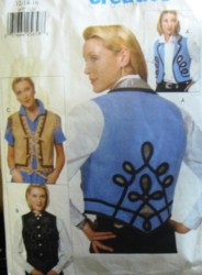 9677 EZ VOGUE LINED APPLIQUE VEST TIED OR NOT PATTERN 12-16