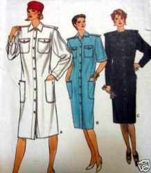 9681 VOGUE BOXY EPAULET POCKET SHIRT-DRESS PATTERN 8-12, 14-18