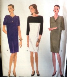 9684 EZ VOGUE TAPER YOKE SS-LS DRESS PATTERN 14-18, 20-24