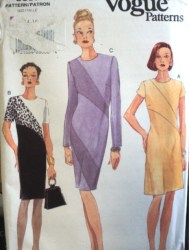 9697 VOGUE EZ PULLOVER CONTRAST SS-LS INSET DRESS PATTERN 14-18 uncut