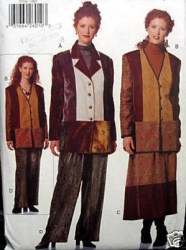 9704 EZ VOGUE CONTRAST JACKET, DIRNDL SKIRT, PANTS PATTERN 8-12 or 14-18 choice uncut