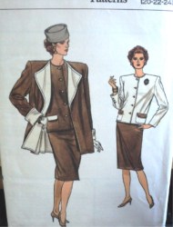 9730 VOGUE 1986 CONTRAST A-COAT, JACKET, SKIRT PATTERN 8-12, 14-18; 20-24 CHOICE