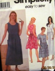 9743  Simplicity SS/ SLEEVELESS TIED POCKET DRESS LENGTHS EZ PATTERN 16-24 uncut