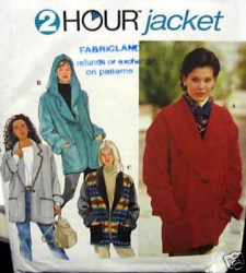 9744 2 HR UNLINED JACKET,HOOD PATTERN XS-M,L-XL