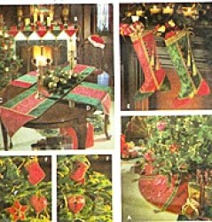 9748 SIMPLICITY MANTEL SCARF, STOCKING, TREESKIRT, ORNAMENT, LINENS PATTERN