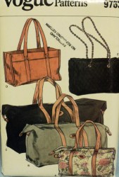9763 VOGUE STRAPPY SNAPPY VOGUE HANDBAGS/ CARPETBAG  5 SIZES PATTERN Uncut