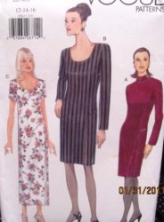 9763 EZ VOGUE STRT SS-LS DRESS,UNDERDRESS LENGTHS PATTERN 12-16
