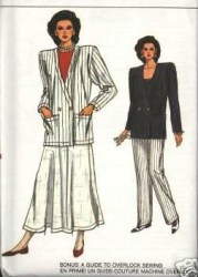 9791 VOGUE 2 BREASTED JACKET, LONG FLARE SKIRT,  PANTS PATTERN 8-24 3 SIZES CHOICE UNCUT
