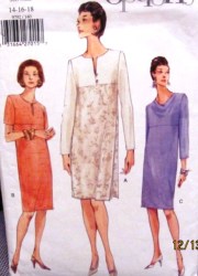 9792 EZ VOGUE  SS-LS EMPIRE TAPER DRESS,OVERLAY PATTERN 20-24