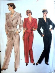 9793 VOGUE STRAIGHT LEG SS-LS 2 BREASTED JUMPSUIT PATTERN 8, 10; 12 CHOICE