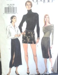 9798 EZ VOGUE MINI-MAXI CONTOUR LO RISE SLIT SKIRT PATTERN 14-18