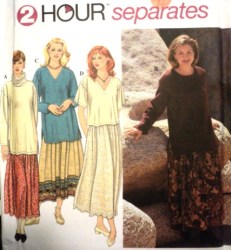 9802 2 HR COWL OR NOT TOP LENGTHS,LONG SKIRT PATTERN XS-M,L-XL