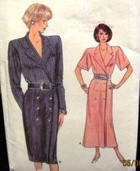 9803 VOGUE 2 BREASTD SS-LS STRT-FLARE DRESS LENGTHS PATTERN 8-12