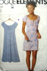 9810 VOGUE  EMPIRE BIAS SS PEASANT DRESS LENGTHS PATTERN XS-XL uncut