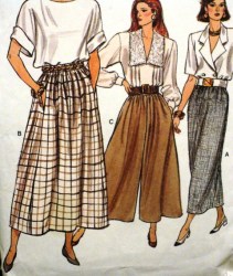 9813 VOGUE LONG STRAIGHT -DIRNDL SKIRT, FLARE CULOTTE PATTERN 8-24 3 SZS CHOICE
