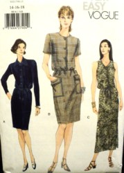 9816 VOGUE BLOUSON STRAIGHT -TAPER SLEEVES OR NOT DRESS PATTERN 14-18 uncut
