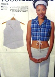9824 EZ VOGUE SLVLSS BUTTON TOP LENGTHS PATTERN XS-XL
