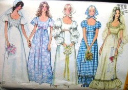 9825 Simplicity  1971 BRIDES/ MAID EMPIRE SS-LS DRESS, SCARF PATTERN 12 or 10 choice