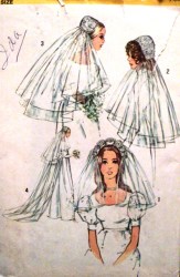 9826 1971 WOODSTOCK BRIDE HEADPCS CAPS,VEIL 3 LENGTHS PATTERN