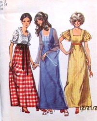 9864 72 WOODSTOCK EMPIRE SQ NECK DRESS 3 LENGTHS PATTERN 12