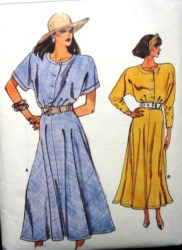9865 EZ  VOGUE LONG SS-LS FLARE BUTTON BODICE DRESS PATTERN 8 OR 14-18 CHOICE