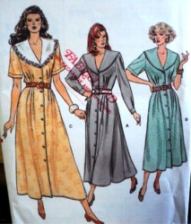 9875 VOGUE LONGER TUCK WST SS-LS FLARE DRESS,COLLAR PATTERN 8-12