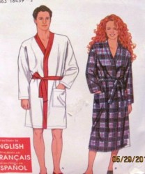 9889 EZ UNISEX KIMONO WRAP ROBE 2 LENGTHS PATTERN XS-XL
