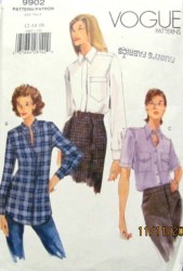 9902 EZ VOGUE LOOSE SS-LS BLOUSE LENGTHS PATTERN 12-16 UNCUT
