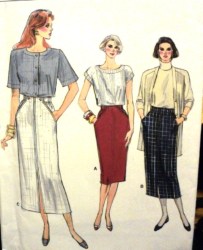 9918 STRAIGHT SKIRT 3 LENGTHS SLIT OR NOT VOGUE PATTERN 8-12
