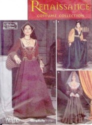 9929 Simplicity RENAISSANCE/ TUDOR GOWN, HEADDRESS PATTERN 6-12, 14-20 choice uncut