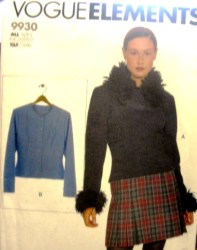 9930 V FIT UNLINED SHORTER FUR COLLAR OR NOT JACKET PATTERN 6-22