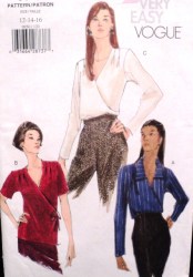 9950 EZ VOG LOOSE MOCK WRAP PULLOVER SS-LS BLOUSE PATTERN 12-16