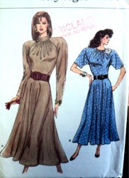 9960 Vogue  LONGER VOGUE SS-LS FLARE DRESS COLLAR OR NOT PATTERN 6-10 uncut