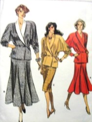 9967 VOG PEPLUM TOP, LONG FLARE-STRT SKIRT PATTERN 10, 12, 14