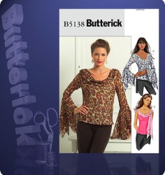 5138 BUTTERICK FIT BIAS TOPS WING SLEEVES OR NOT PATTERN 16-22 uncut