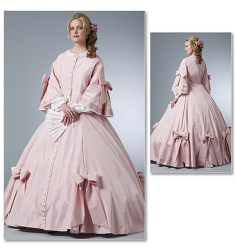 5543 CIVIL WAR FLARE GODET FLR DRESS,DETACH SLVS PATTERN 6-20