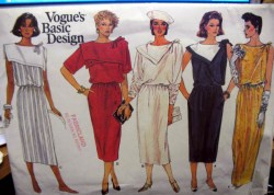 1517 VOGUE LONG TIED BLOUSON STRAIGHT PULLOVER DRESS LENGTHS PATTERN 10 or 8 