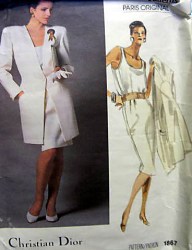 1867 VOGUE CHRISTIAN DIOR PANEL JACKET,  SHELL TOP,  SKIRT PATTERN 8 OR 14 OR 16 UNCUT