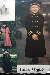 8864 VOGUE 2 BREASTED LONGER A-COAT CHILDRENS PATTERN 4-6, 7-10 choice uncut